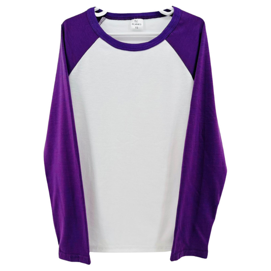 Youth Blank Sublimation Raglan Long sleeve shirt