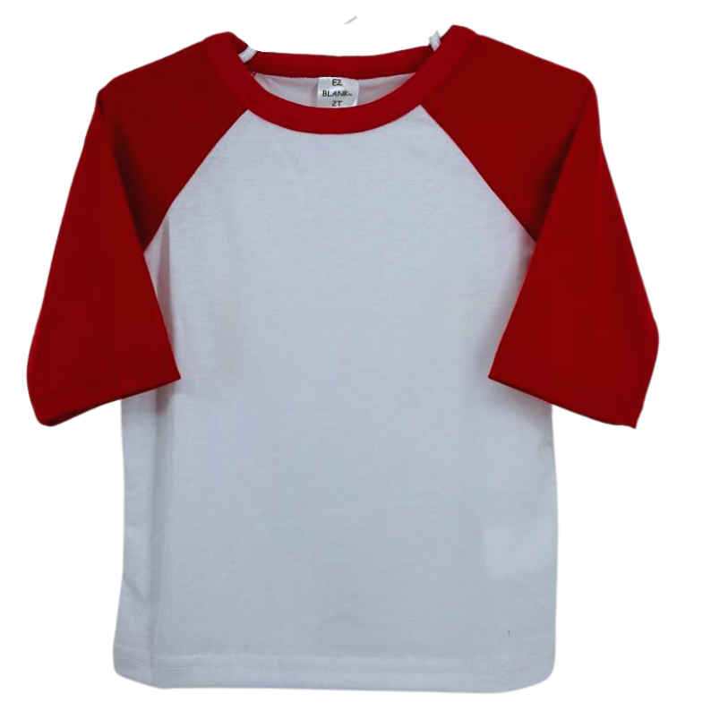 Youth Blank Sublimation Raglan 3/4 sleeve T shirt