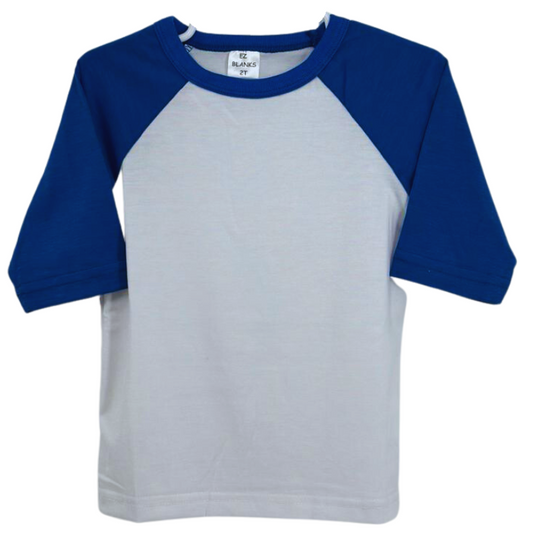 Adult Blank Sublimation Raglan 3/4 sleeve T shirt