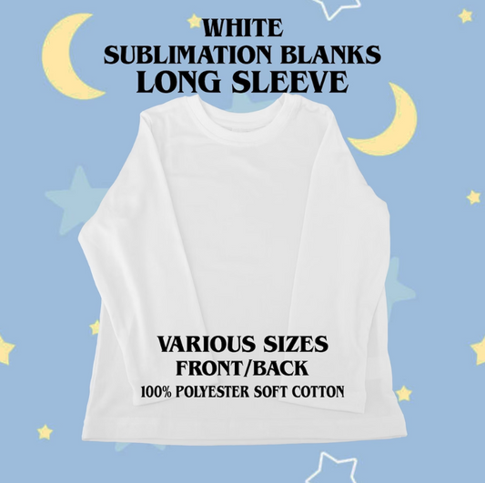 White Blank Sublimation Long sleeve shirt