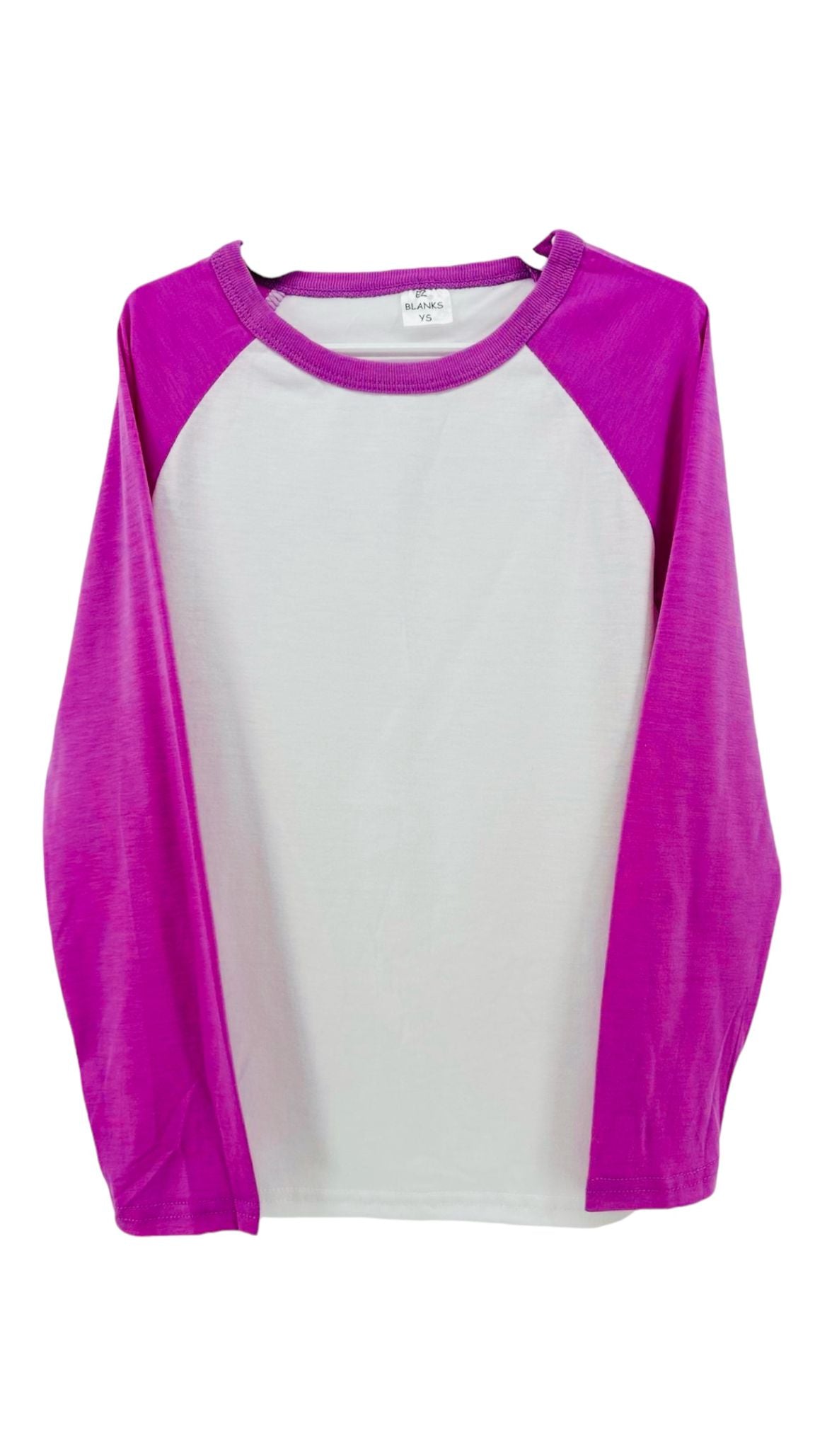 Infant and Toddler Blank Sublimation Raglan Long sleeve shirt