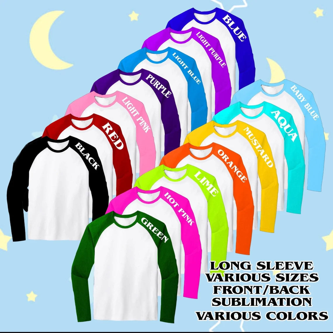 Infant and Toddler Blank Sublimation Raglan Long sleeve shirt